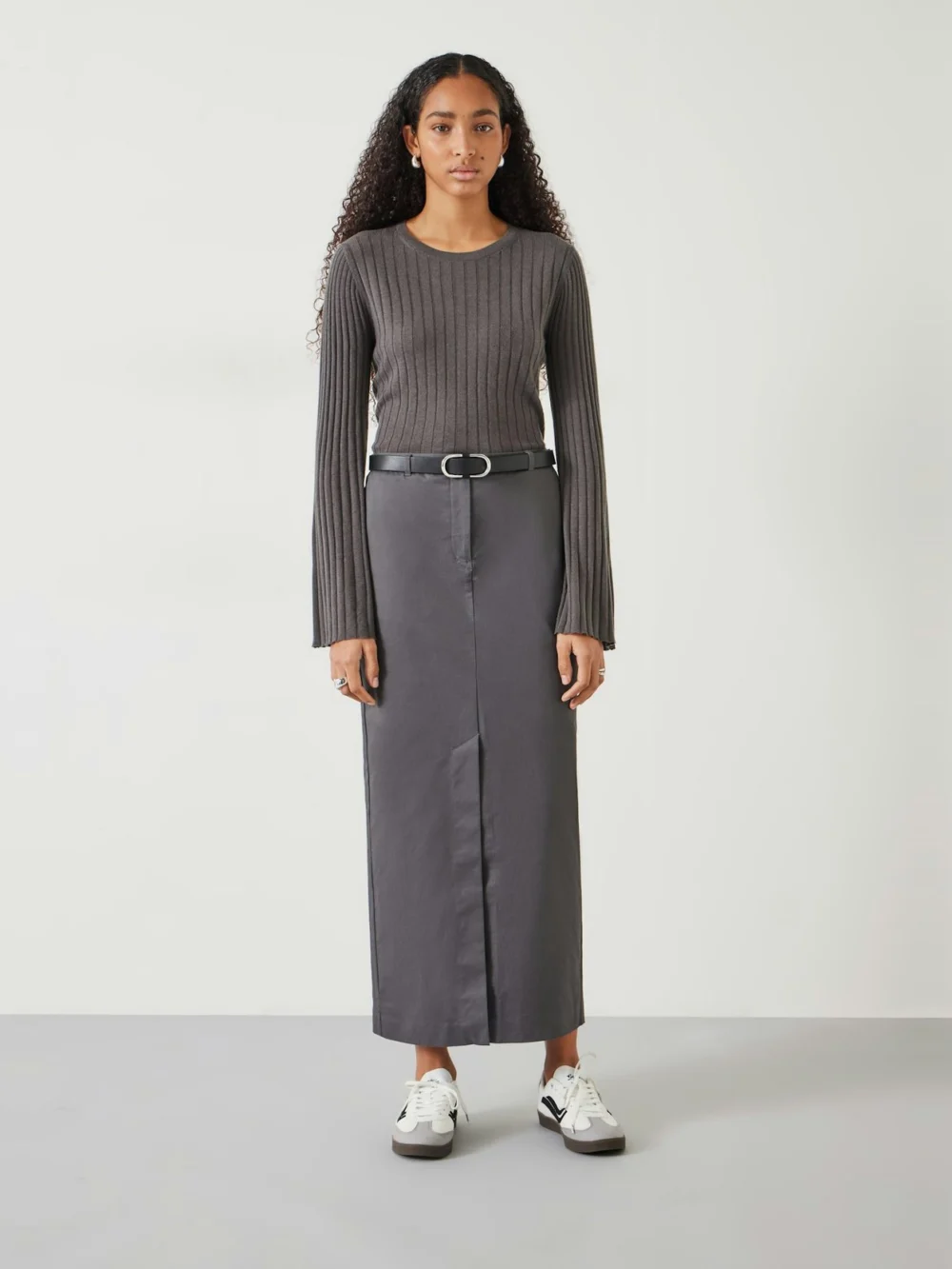 hush Farrah Column Maxi Skirt in deep grey