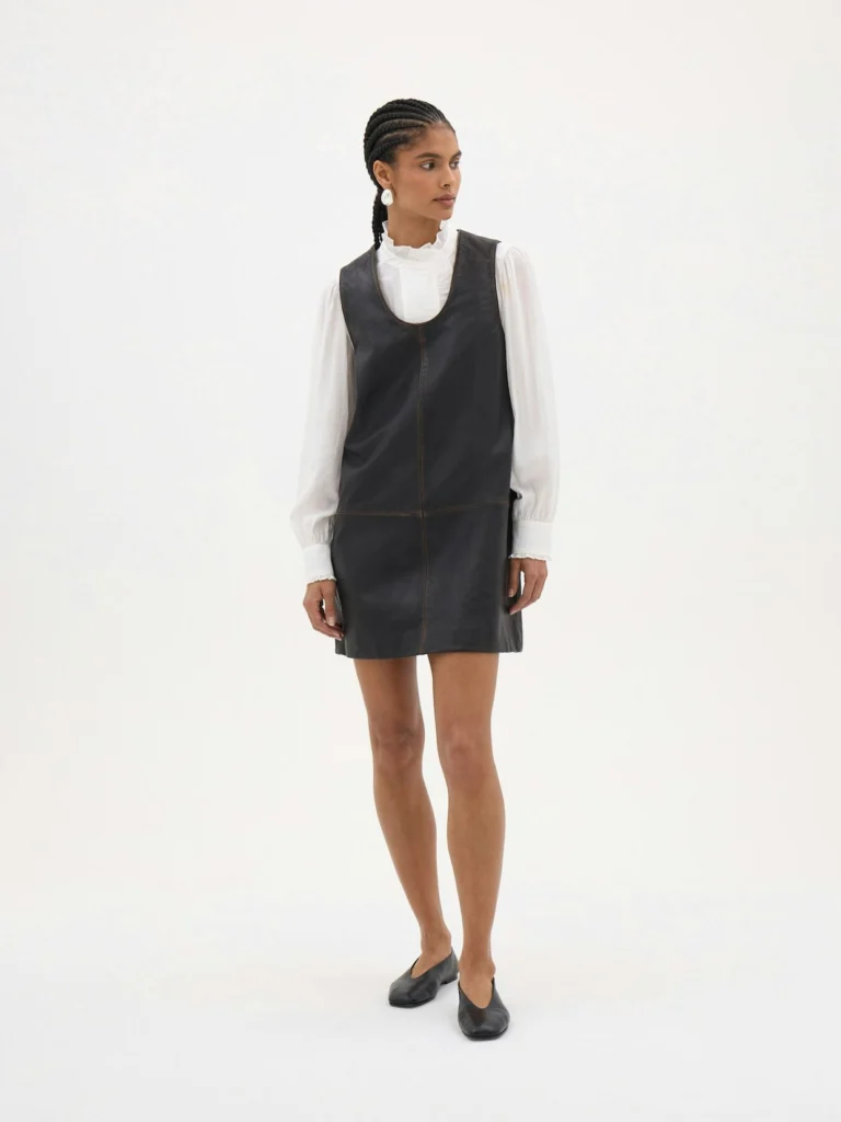 hush Gia Scoop Neck Mini Leather Dress