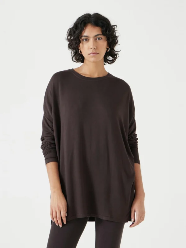hush Gillian Wide Jersey Top in Chocolate Brown