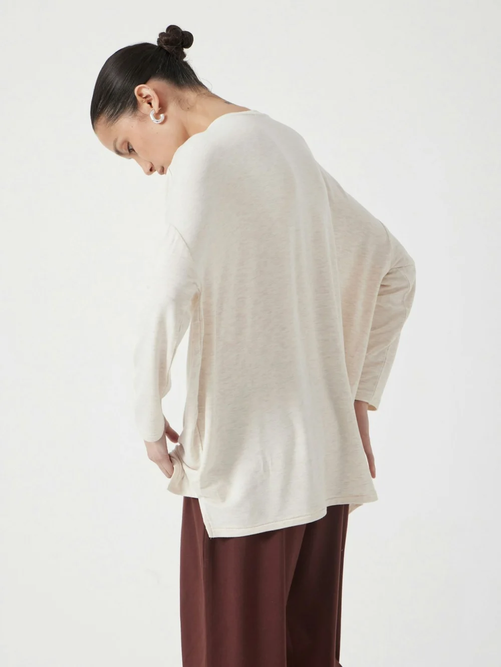 hush Gillian Wide Jersey Top in Oatmeal Marl, view 2