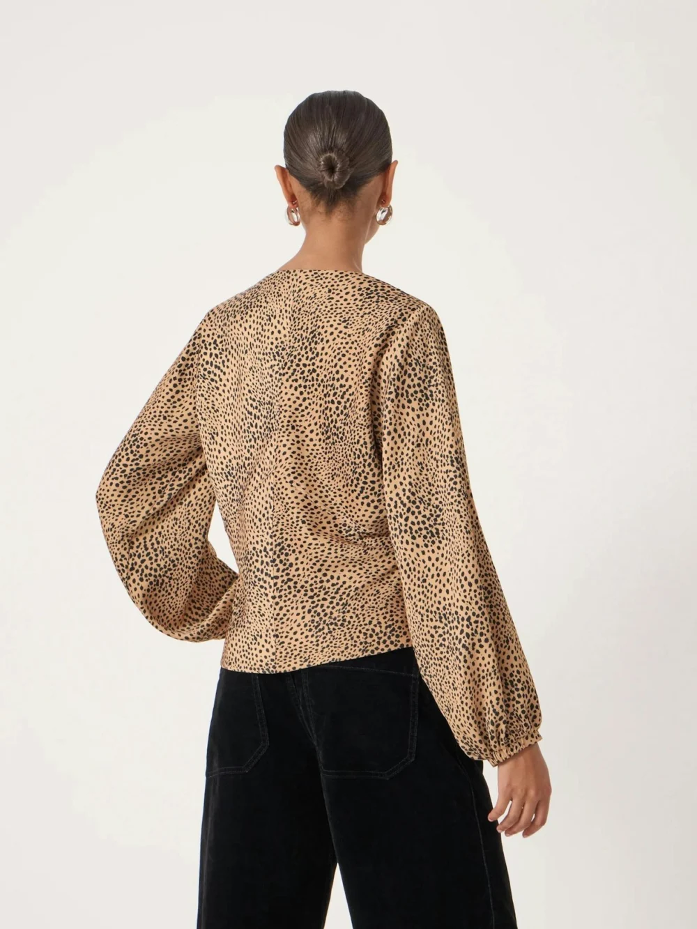 hush Grace Satin Long Sleeve Top in Deer Brown, view 2