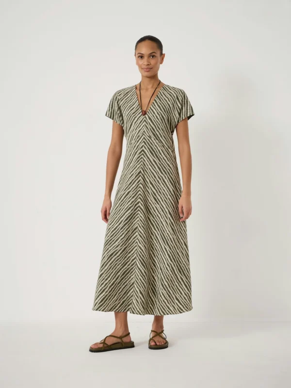 hush Grace V-Neck Maxi Dress in Blurred Lines Green