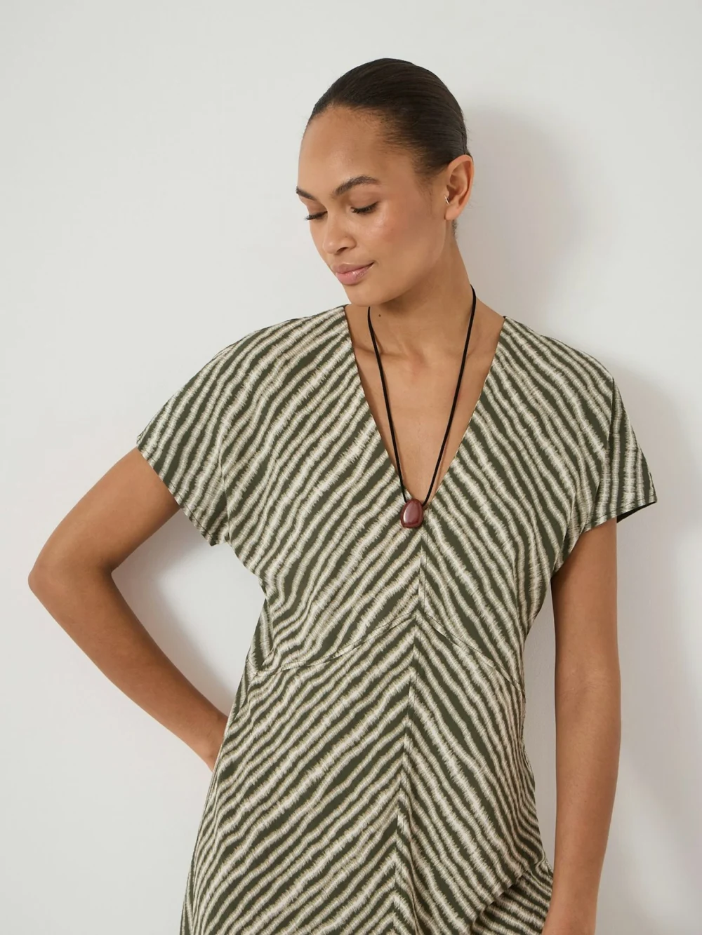 hush Grace V-Neck Maxi Dress in Blurred Lines Green, view 2