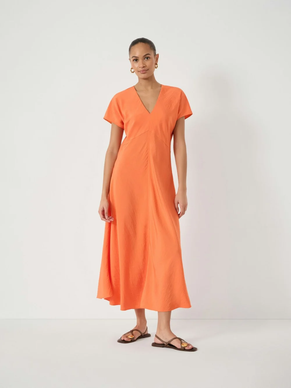 hush Grace V-Neck Maxi Dress in Bright Orange