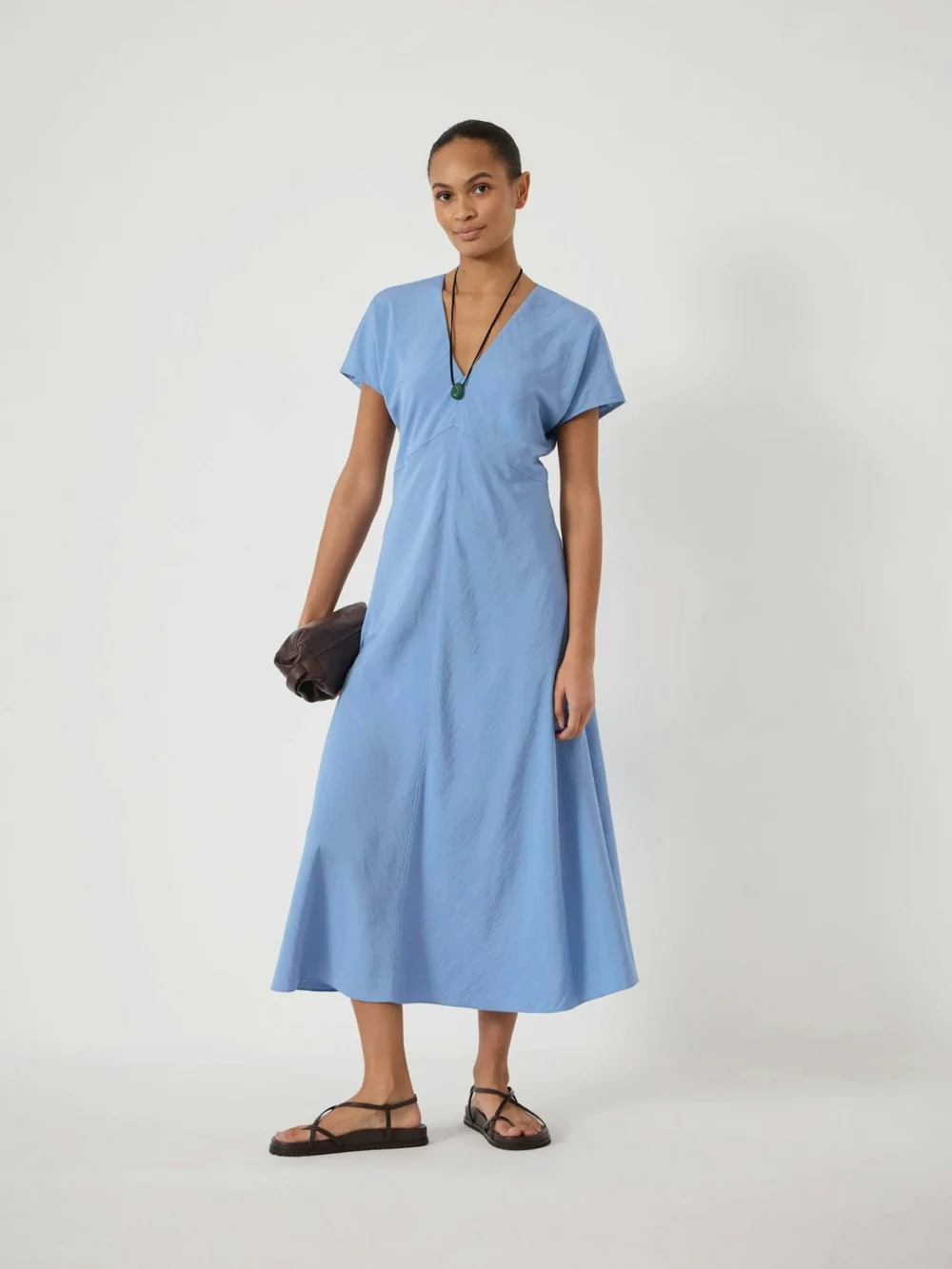 hush Grace V-Neck Maxi Dress in Lake Blue