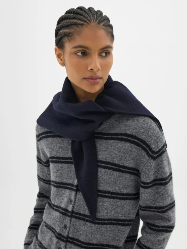 hush Holden Double Face Triangle Scarf in Navy