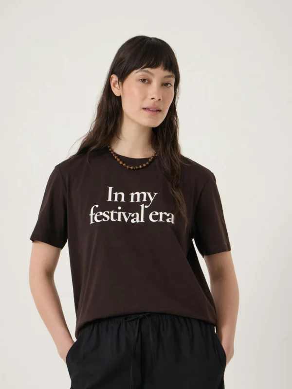 hush In My Festival Era Graphic T-Shirt in Dark Brown