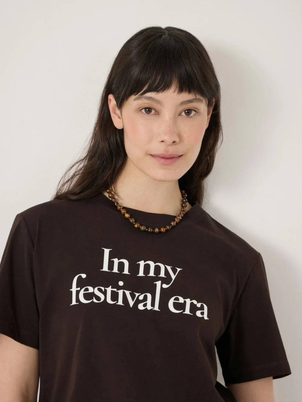 hush In My Festival Era Graphic T-Shirt in Dark Brown, view 2