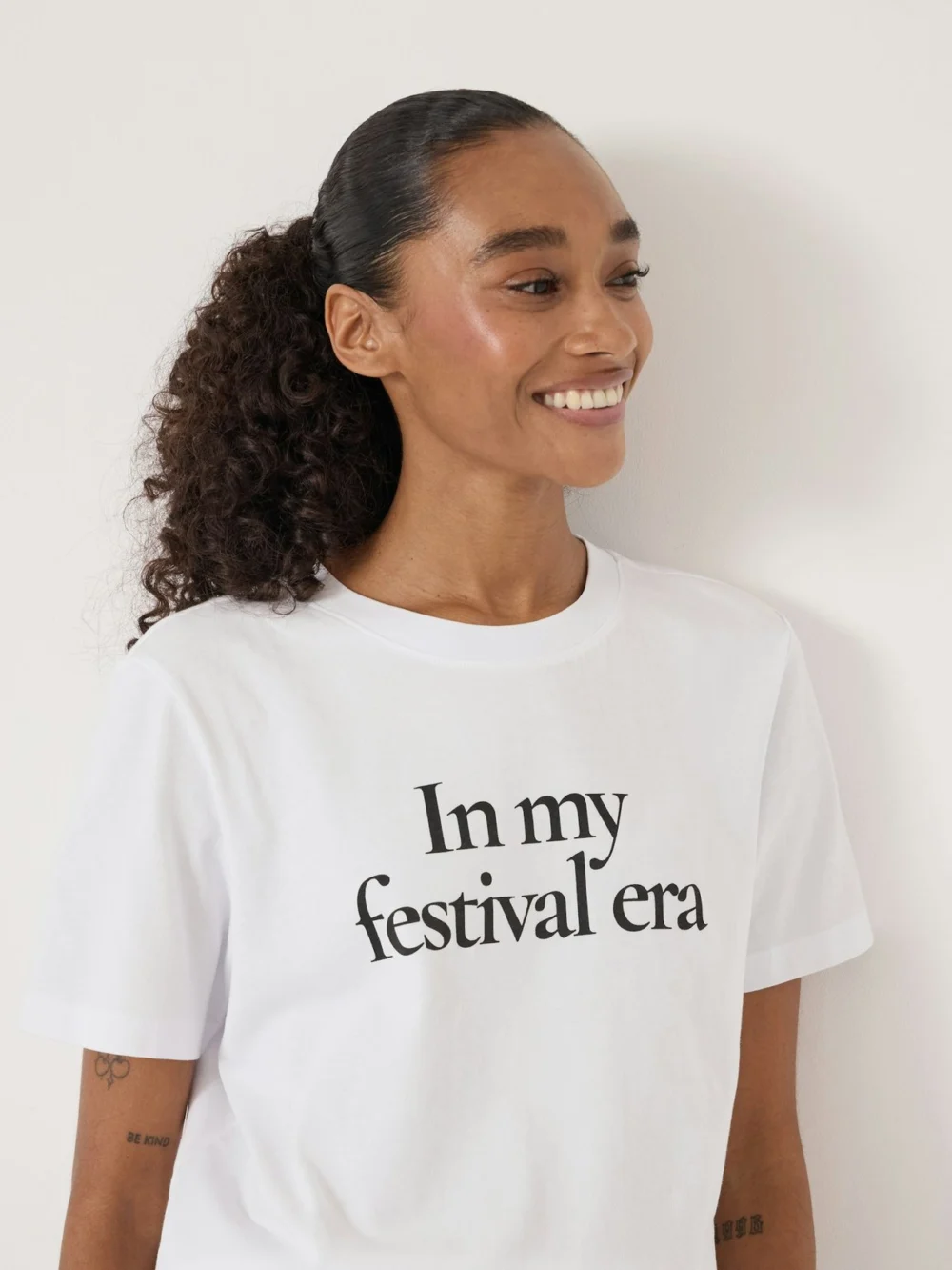 hush In My Festival Era Graphic T-Shirt in White, view 2