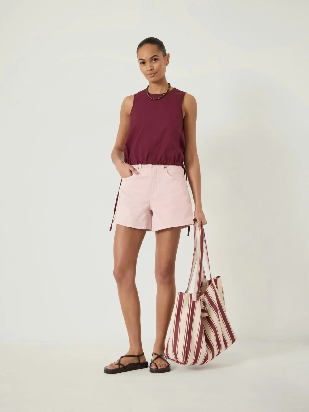 hush Ione Cotton Shell Top in maroon red