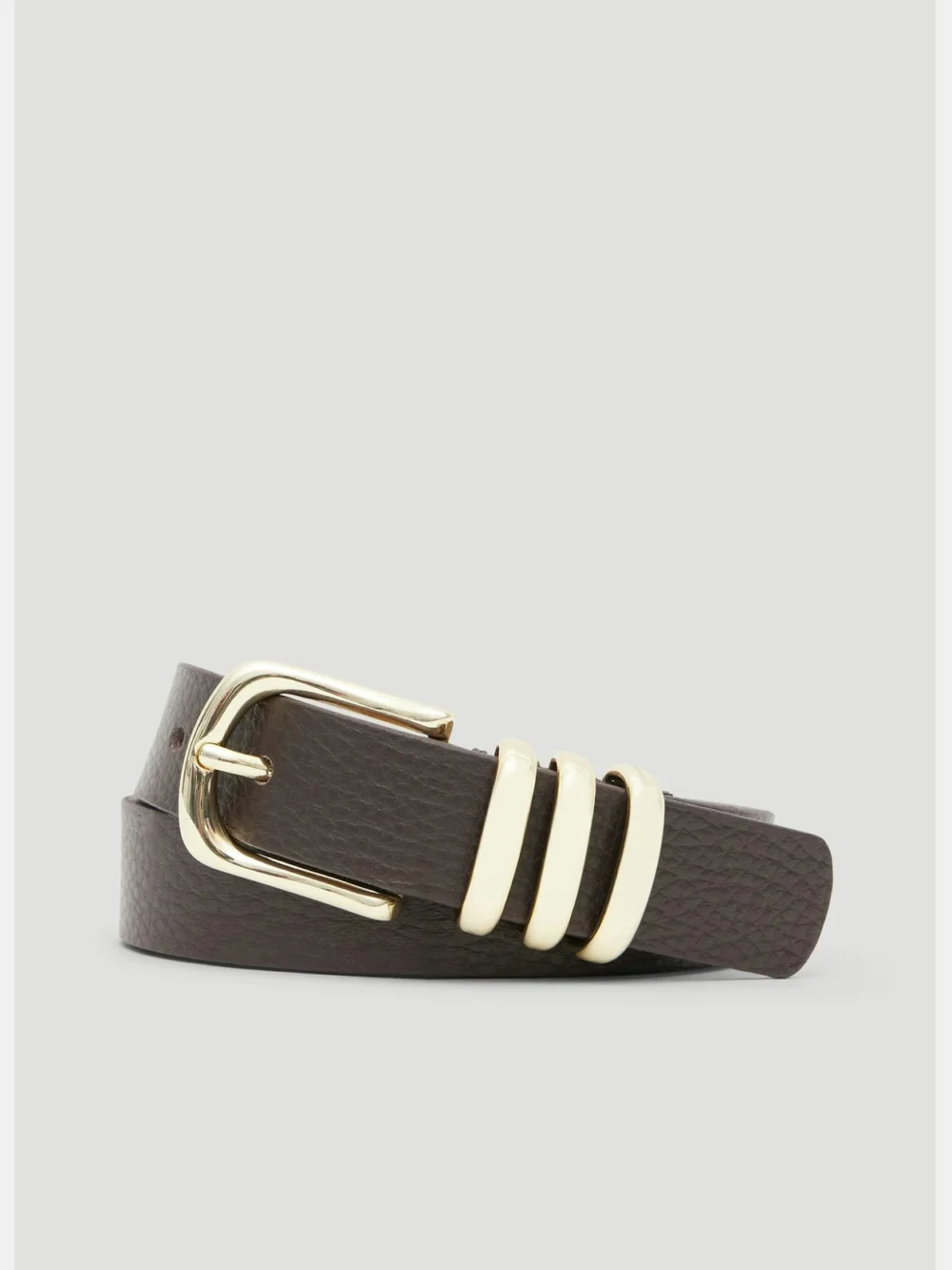 hush Isabel Leather Multi Ring Belt in dark brown
