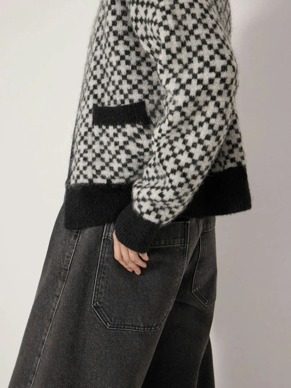 hush Jacquard Edge-to-Edge Cardigan with Wool, view 2