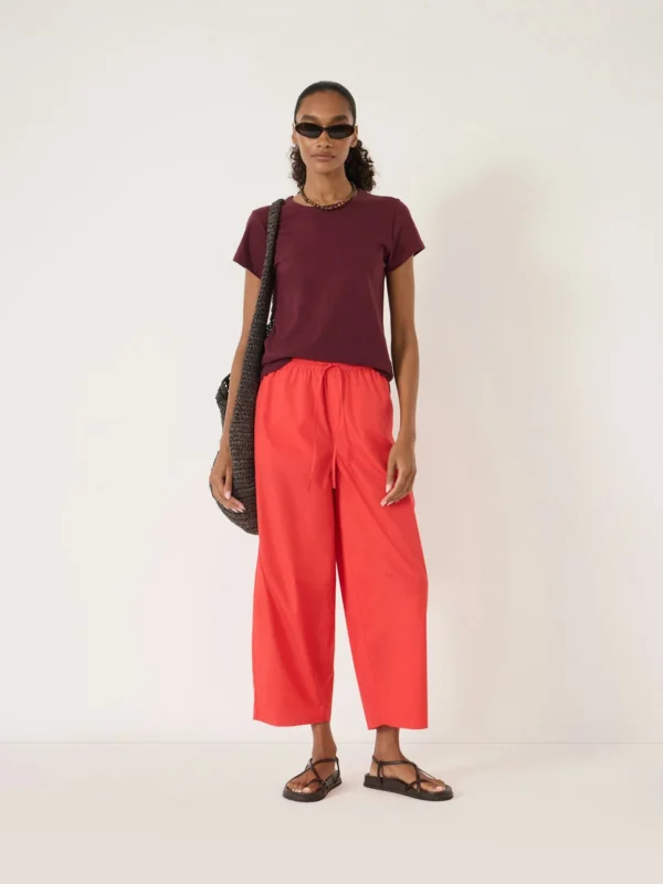 hush Juno Pull on Laundered Cotton Barrel Leg Trousers in Vibrant Red