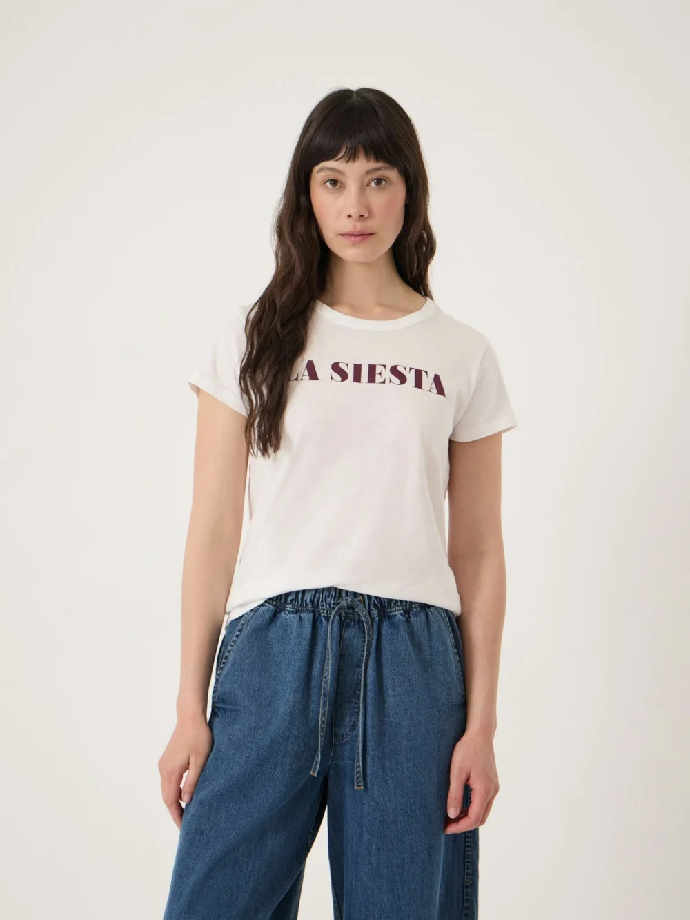 hush La Siesta Graphic Slub T-Shirt in Off White
