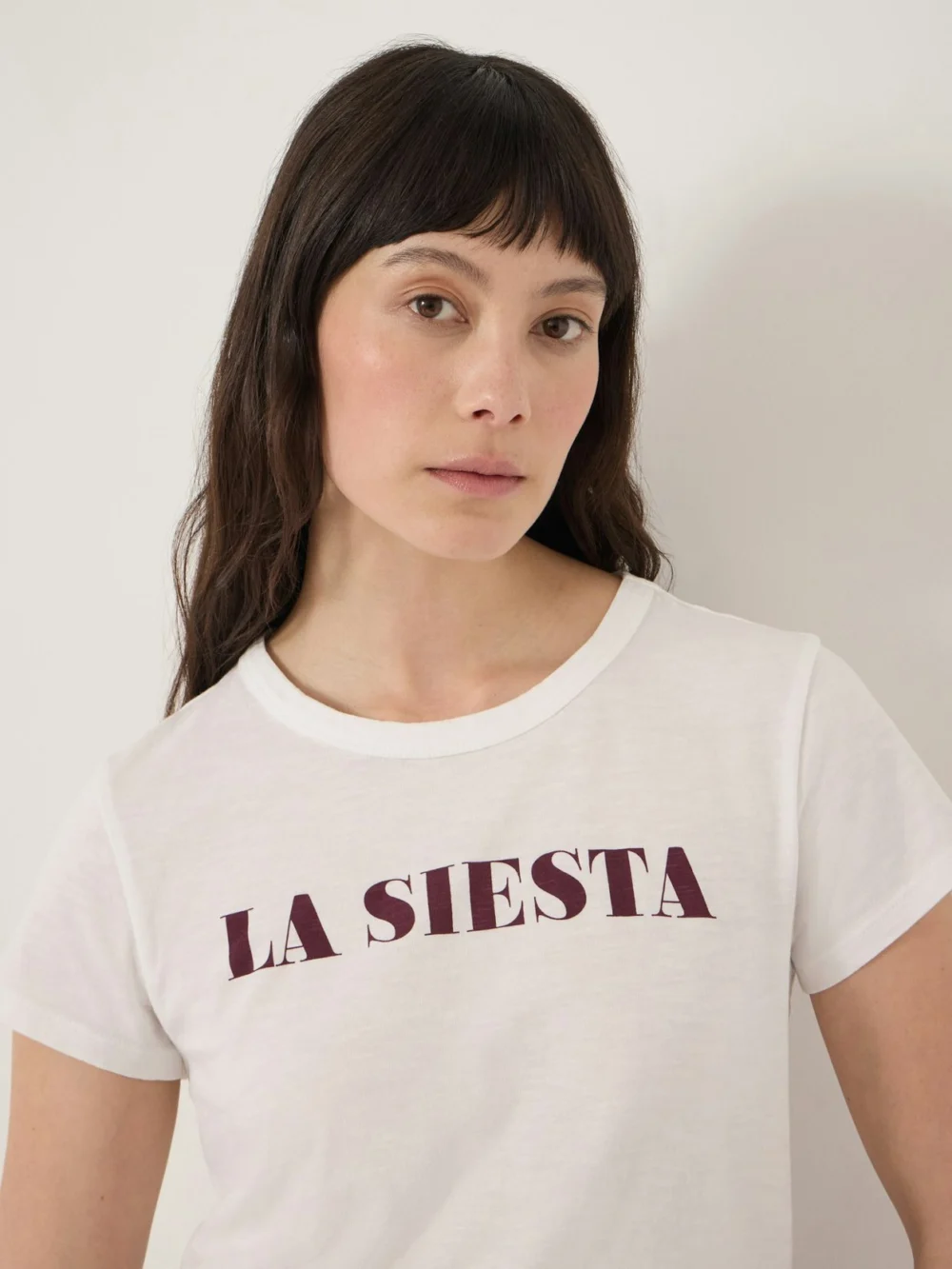 hush La Siesta Graphic Slub T-Shirt in Off White, view 2