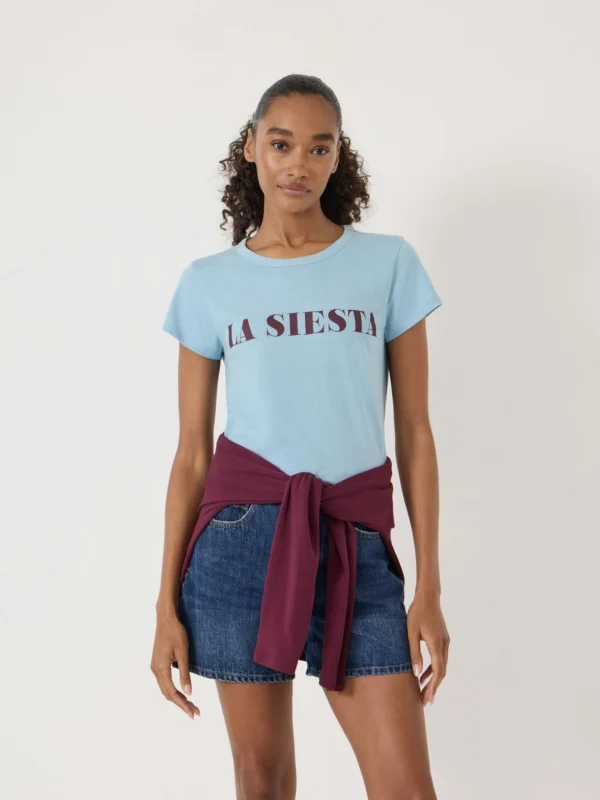 hush La Siesta Graphic Slub T-Shirt in Soft Blue