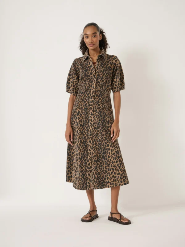 hush Lark Barrel Sleeve Denim Dress