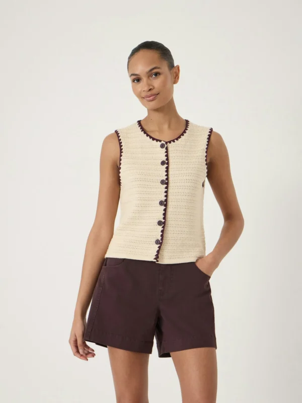 hush Lea Whipstitch Cotton Crew Neck Vest