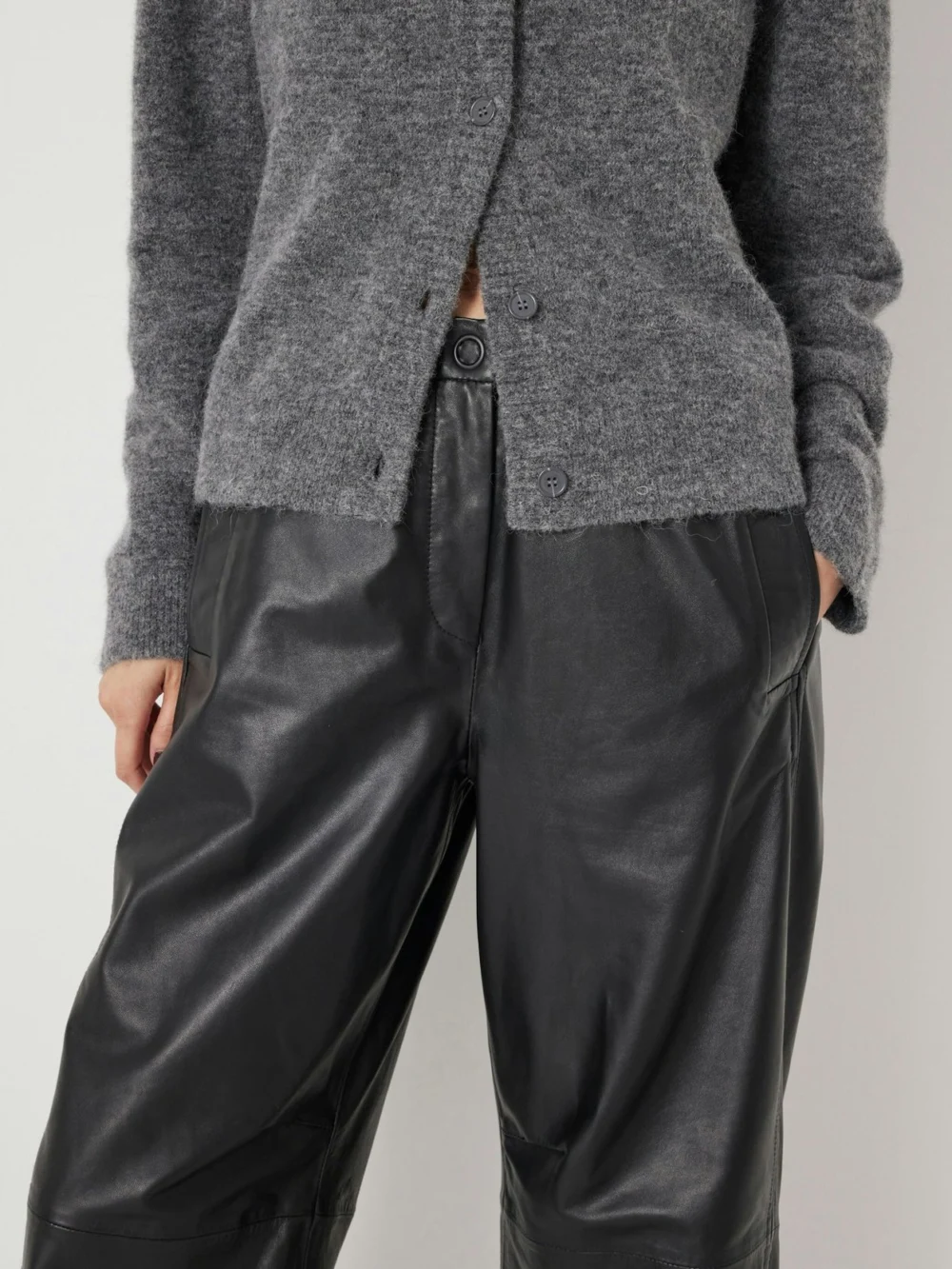 hush Leather Jack Barrel Trousers, view 2