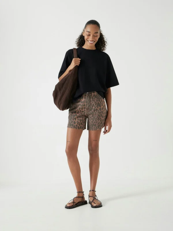 hush Leopard Print Essential Denim Shorts