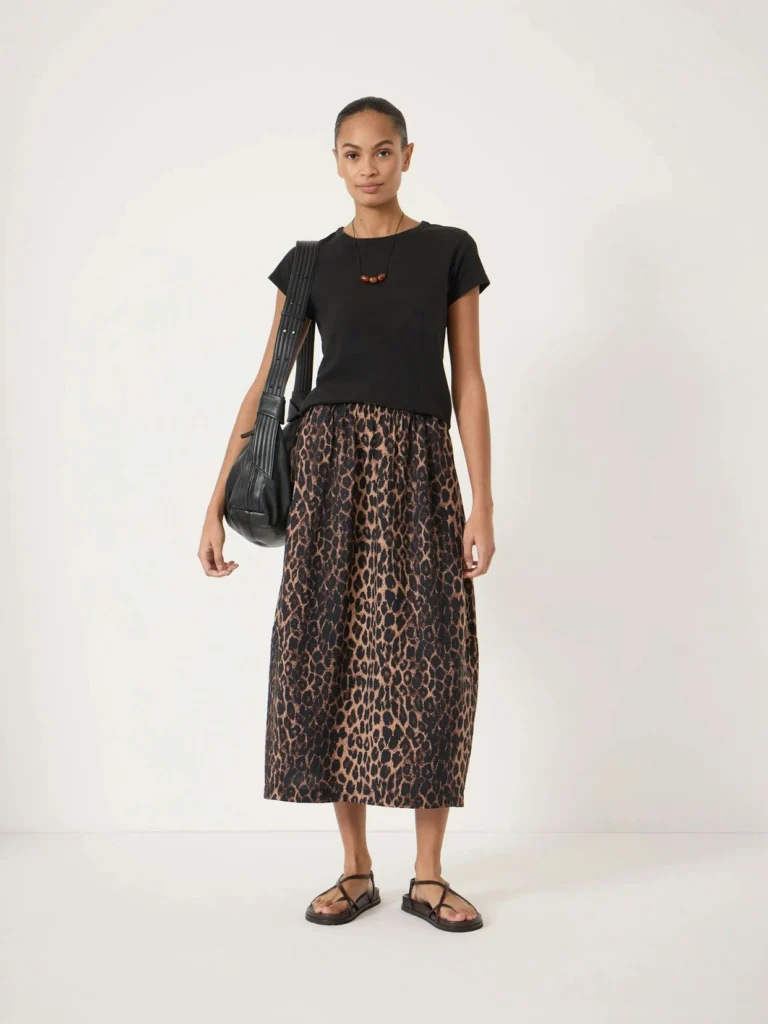 hush Liddie Barrel Midi Skirt in Soft Leopard