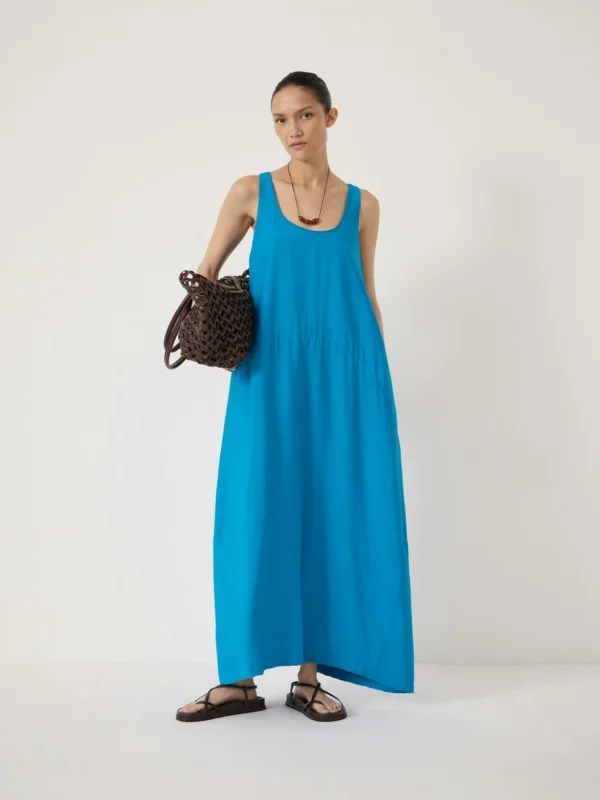 hush Liddie Barrel Tank Maxi Dress in Aqua Blue