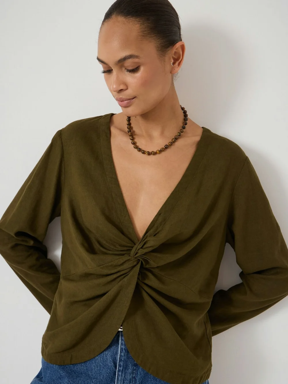 hush Linen Blend Bronte Twist Front Top, view 2