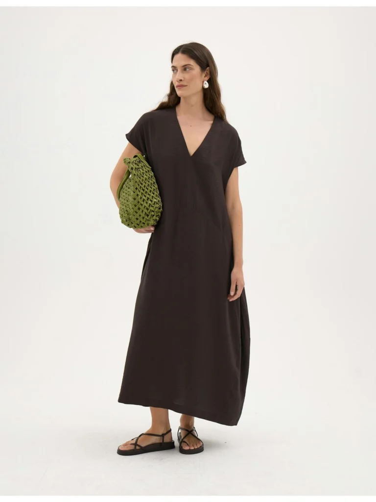 hush Lottie Barrel Detail V Neck Midi Dress