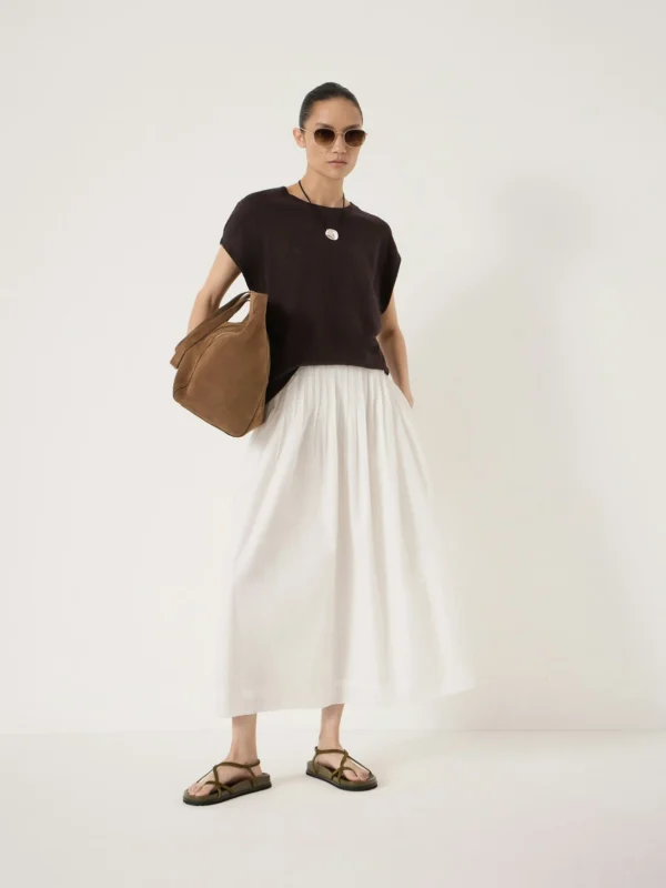 hush Maddie Pleated Cotton Voile Midi Skirt
