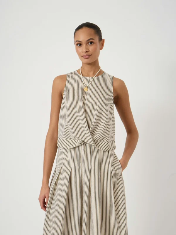 hush Maggie Stripe Twist Front Top in Green Stripe White