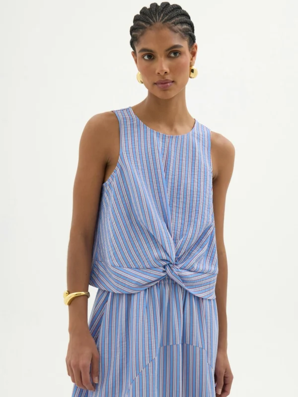 hush Maggie Stripe Twist Front Top in Stripe Blue