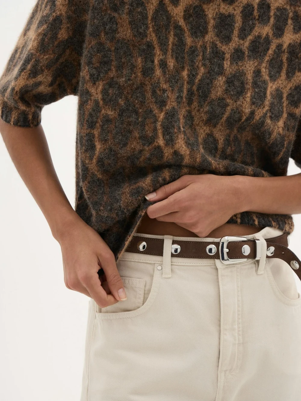 hush Maple Leopard Print Knitted Tee, view 2