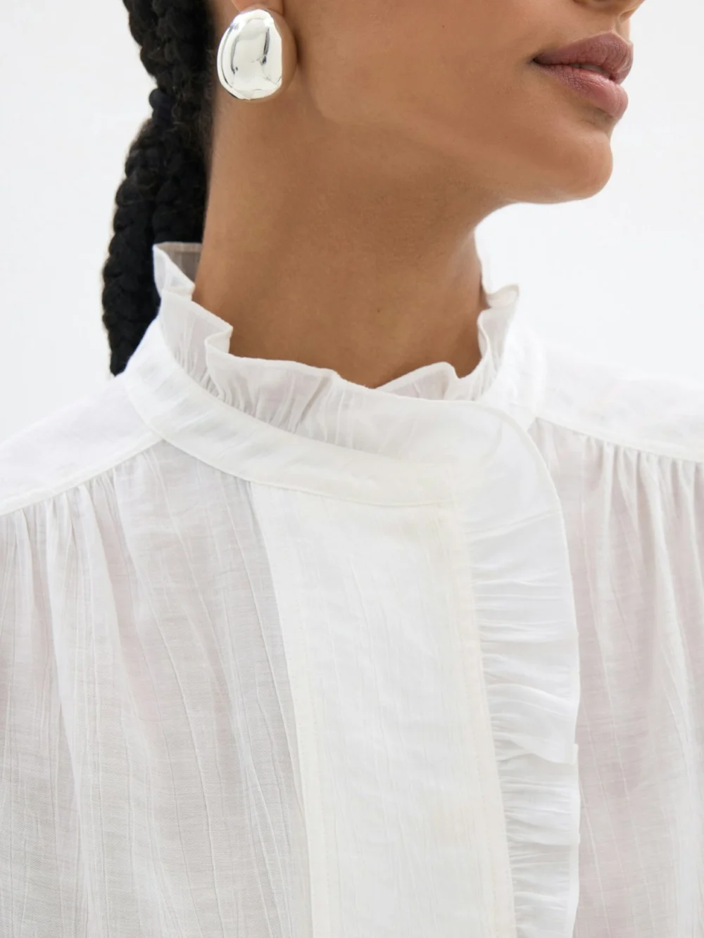 hush Martha Ruffle Neck Concealed Placket Blouse, view 2