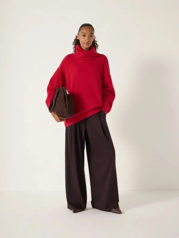 hush Meryl Wool Blend Roll Neck Jumper in Fiery Red