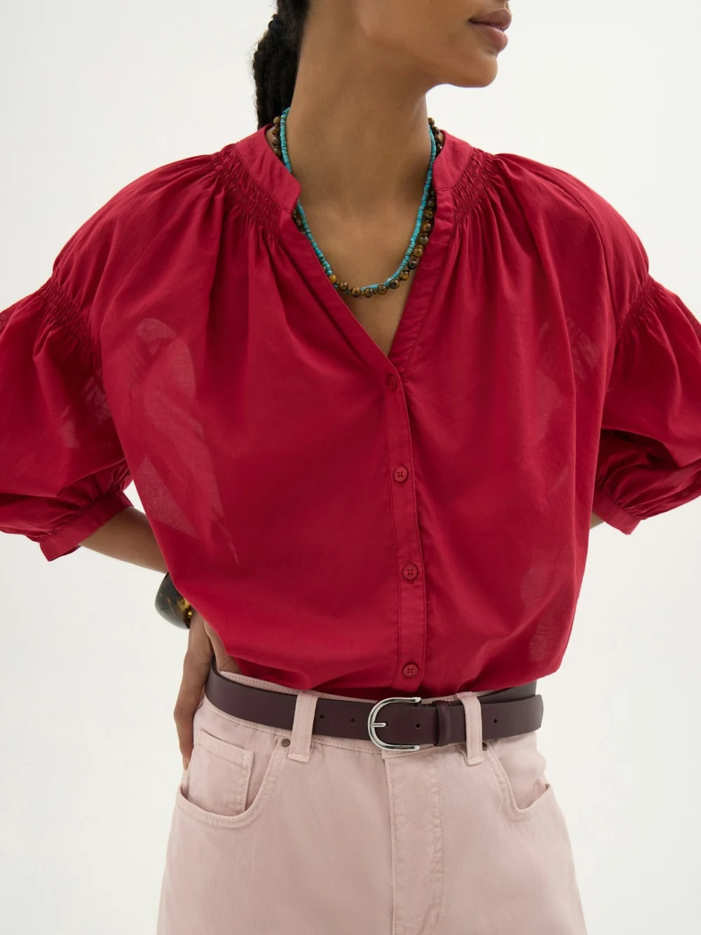 hush Mila Gathered Sleeve Cotton Voile Blouse, view 2