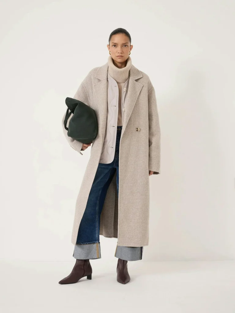 hush Mili Double Faced Wool Checked Coat
