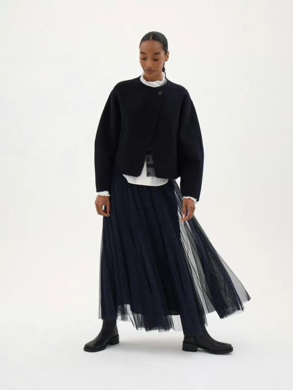 hush Millie Tulle Maxi Skirt in Navy Blue