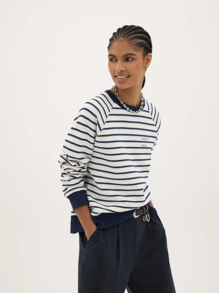 hush Moderately Social Graphic Stripe Raglan Sweatshirt