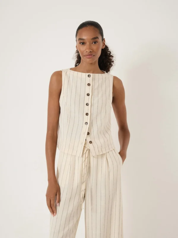 hush Nara Sleeveless Linen Blend Striped Top