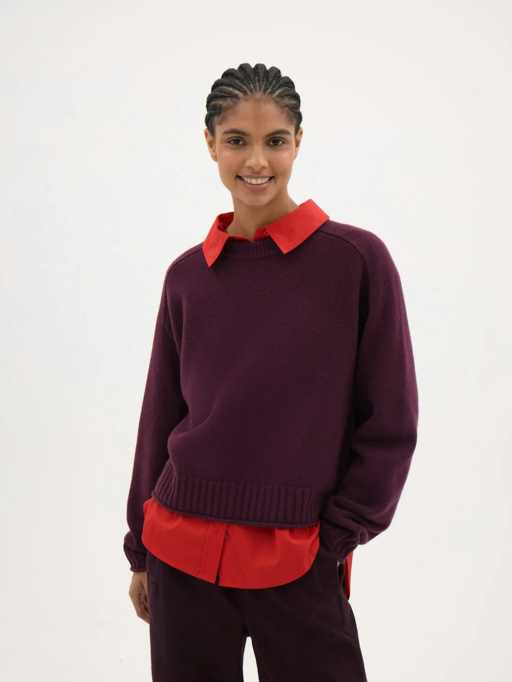 hush Nina Merino Wool Jumper in Deep Wine