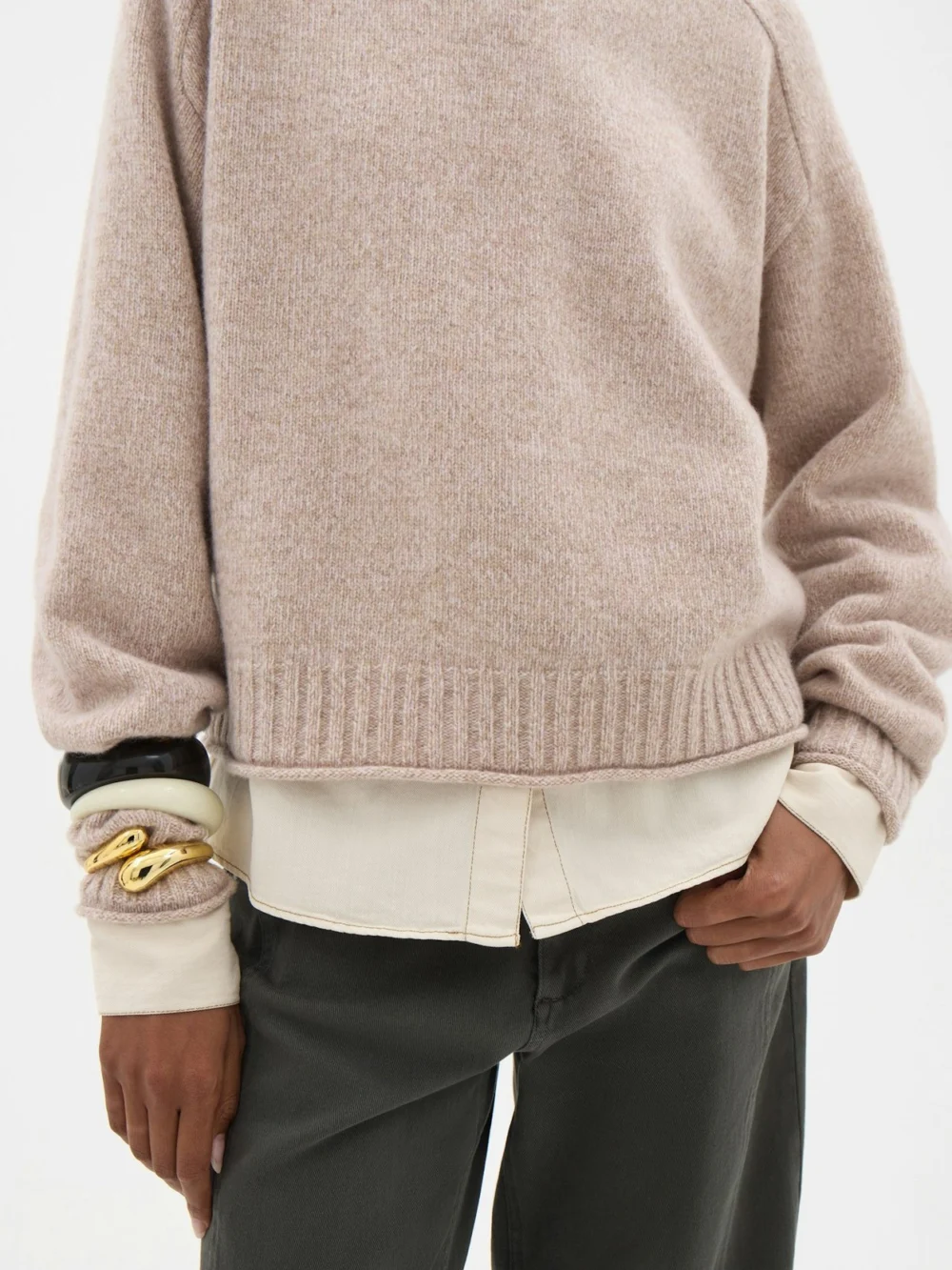 hush Nina Merino Wool Jumper in Oatmeal, view 2