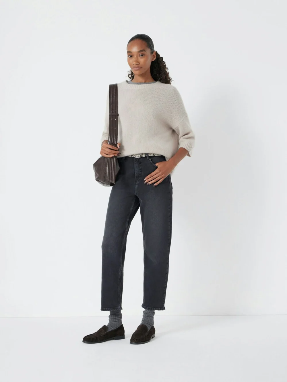 hush Nina Straight Crop Jeans in washed black
