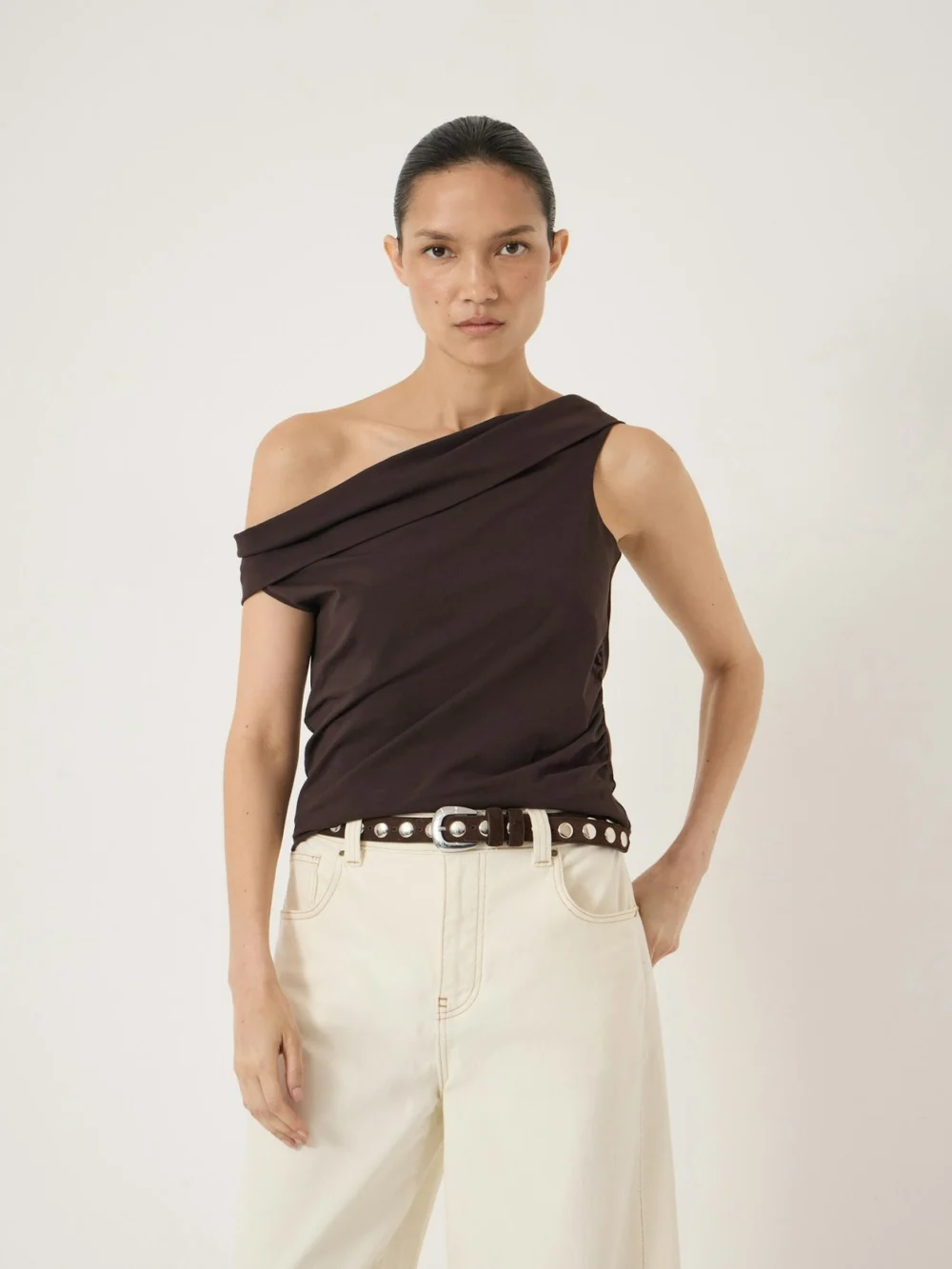 hush Nya Twist Jersey Top in dark brown