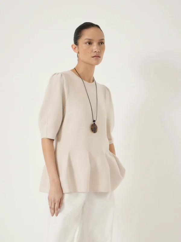 hush Peplum Short Sleeve Top with Wool