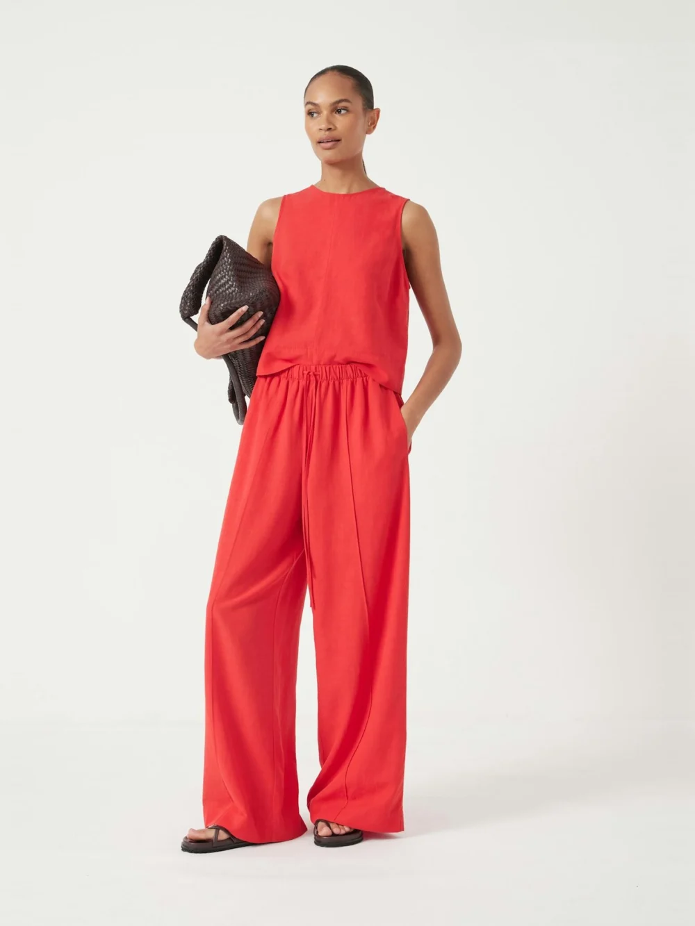 hush Petunia Linen Blend Trousers in true red