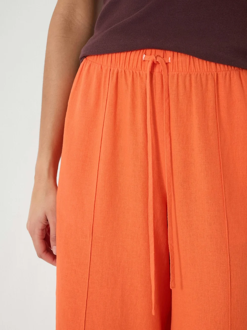hush Petunia Linen Blend Wide Leg Trousers in Bright Orange, view 2