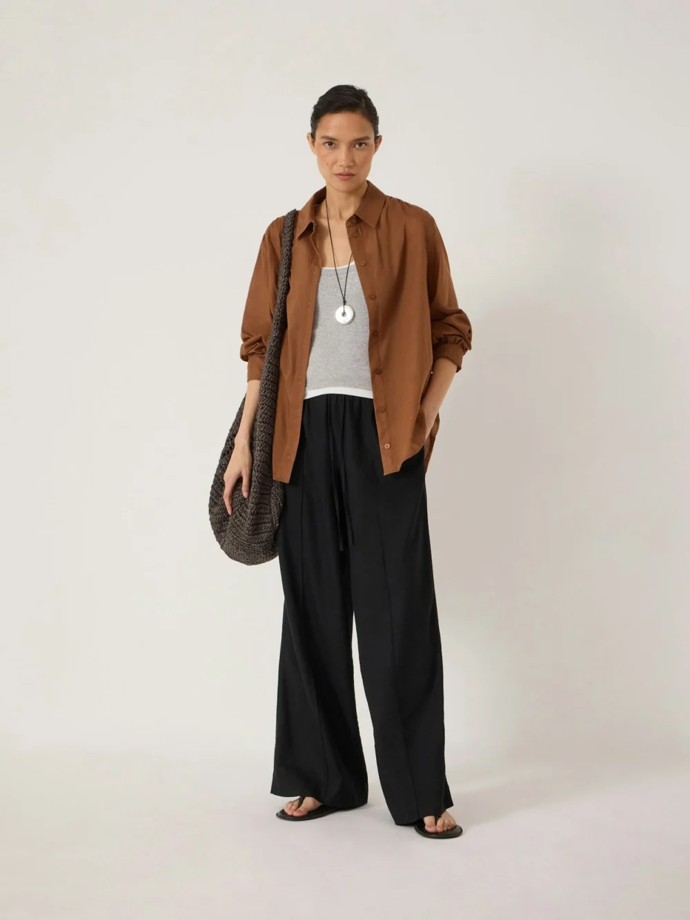 hush Petunia Linen Blend Wide Leg Trousers in Washed Black