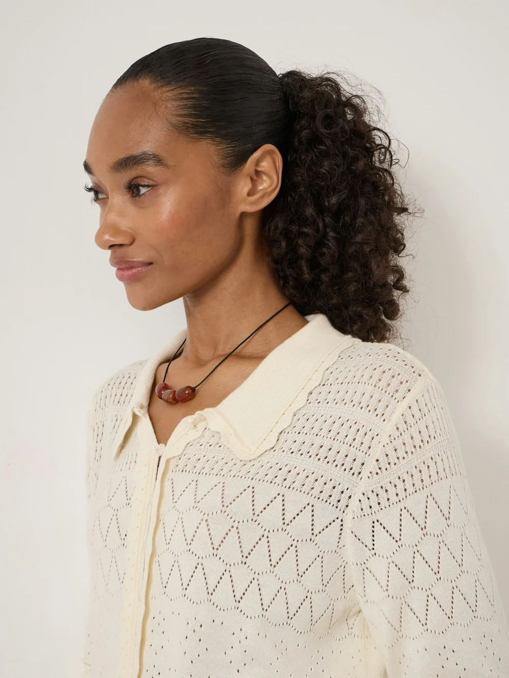 hush Pointelle Cotton Cardigan, view 2