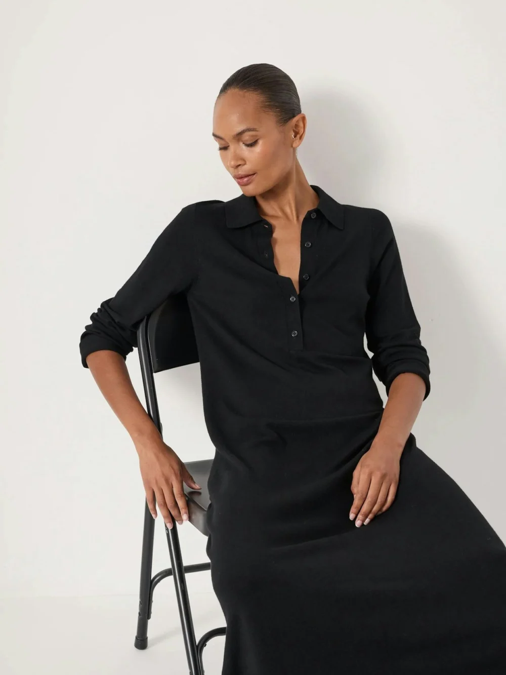 hush Polo Neck Knitted Midi Dress, view 2