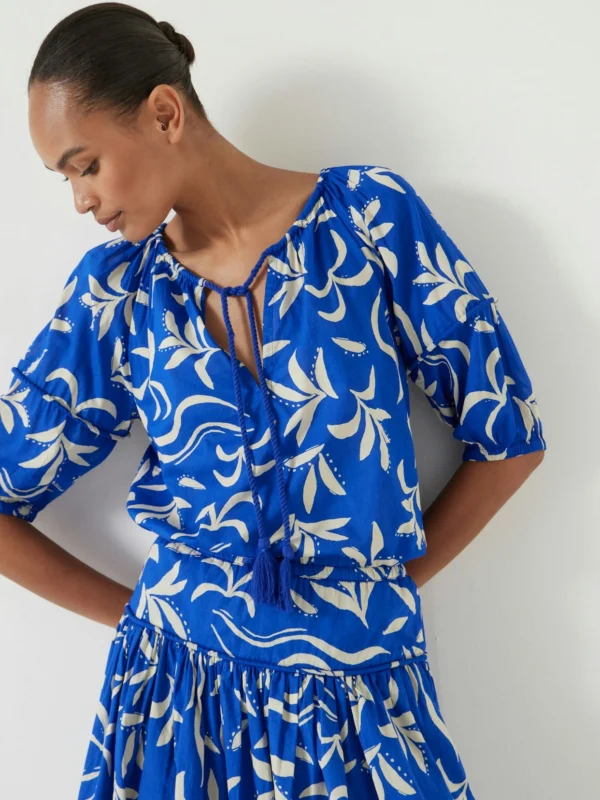 hush Printed Cotton Balloon Sleeve Blouse